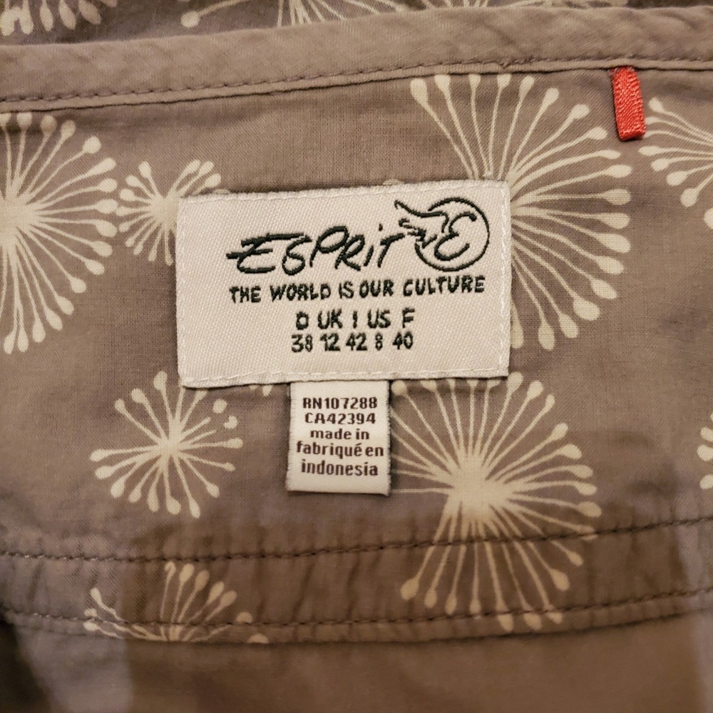 Vintage Y2K Esprit Womens Gray Dandelion Floral A-Line Skirt Pockets Size 8 - Picture 6 of 12